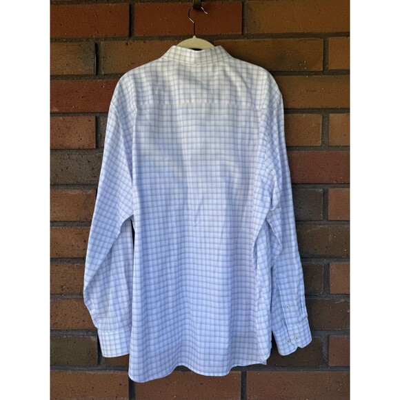 Johnston & Murphy Dress Shirt Mens XL White Multicolor Plaid Check Button Front - Picture 2 of 15